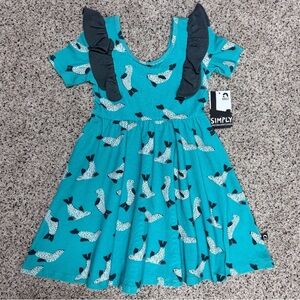 Rags to Raches dress turquoise with white and black seal